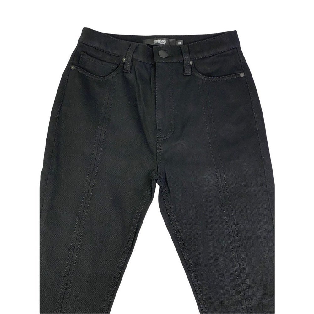 Hudson Womens Barbara Skinny Jeans Black Pockets Denim Front Hem Slit 25 New - Picture 3 of 10